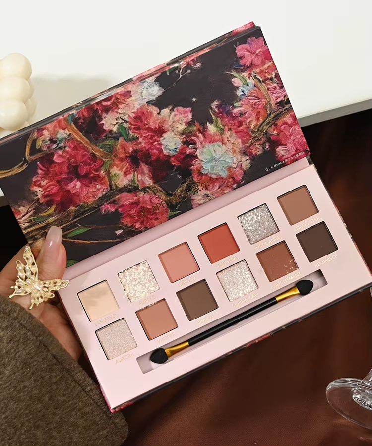 12 Shade Eyeshadow Pallette Matte Shimmer Makeup Palette, Neutral Earth Colour Eye Shadow Kit with Blush Highlighter, Easy Blend Daily Makeup Cosmetic Gift with Eyeshadow Brush