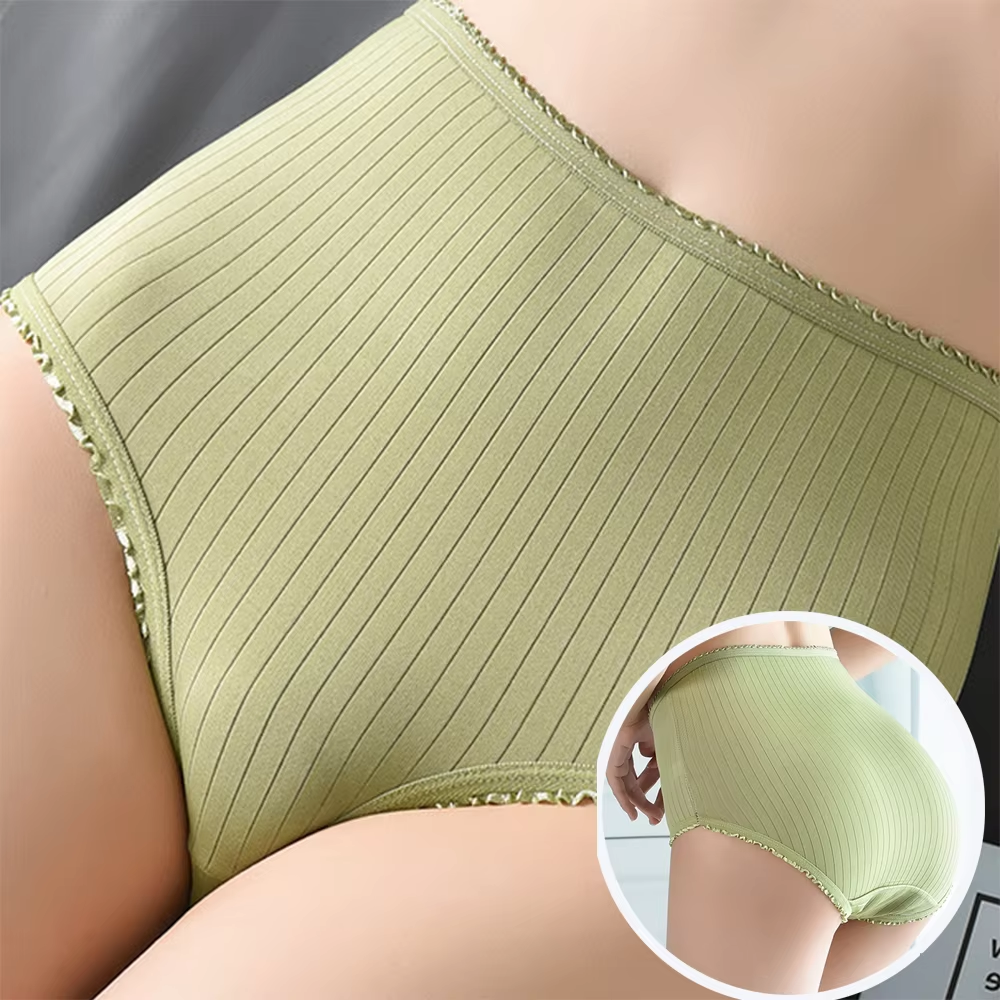 8PCS/3PCS High Waist Women Underwear Soft Milk Silk Panty Tummy Control Seamless Briefs Breathable Stretch Lingerie Underwear Lady Comfortable Plus Size Female Panties