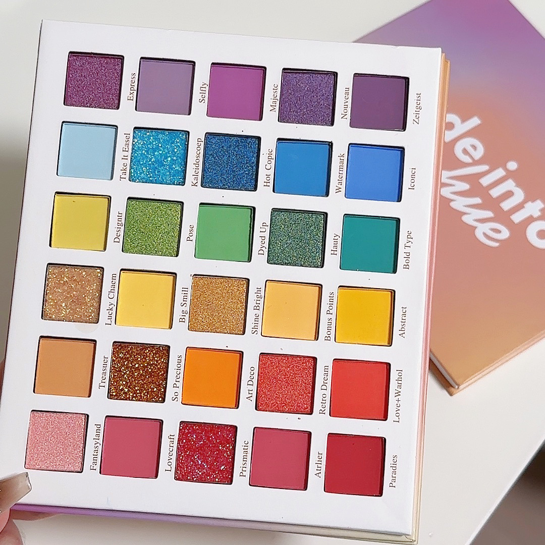 30 Colours Rainbow Glitter Eyeshadow Palette Makeup, Matte Shimmer Pearlescent Eye Shadow Kit, Long Lasting Waterproof Colourful Cosmetic Set for Women