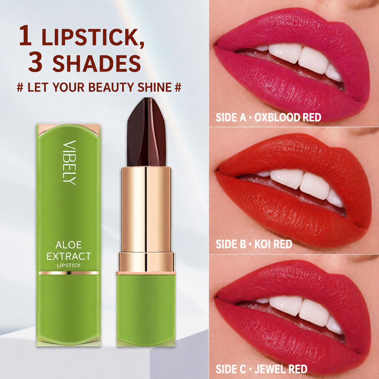 3 Side Colour Changing Matte Lipstick for Women, Waterproof Long Lasting Velvet Lipstick, 3-in-1 Smudge Resistant Lip Makeup, Travel Size Makeup Gift