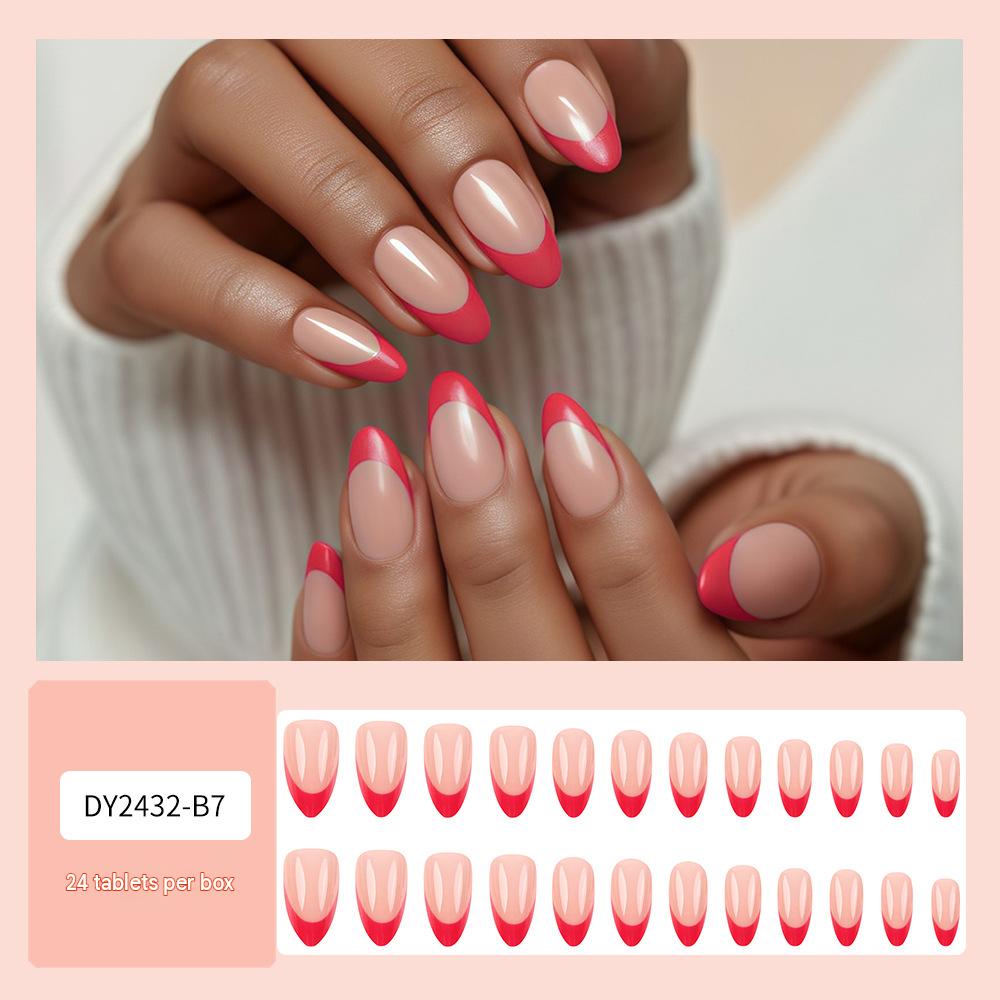 24Pcs Soft Nude Pink French Tip Press On Nails, Full Cover False Nail Set, Minimalist Acrylic Stick On Nails for Daily Wear Party Nail Art view 8