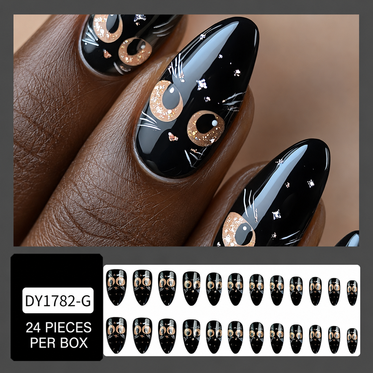 Trendy Cold Style Presson Nails 24pcs, Full Cover Acrylic Look Fake Nails, Chic Nail Stickons False Nail Tip Set for Women Party Manicure Nail Art Accessory view 5