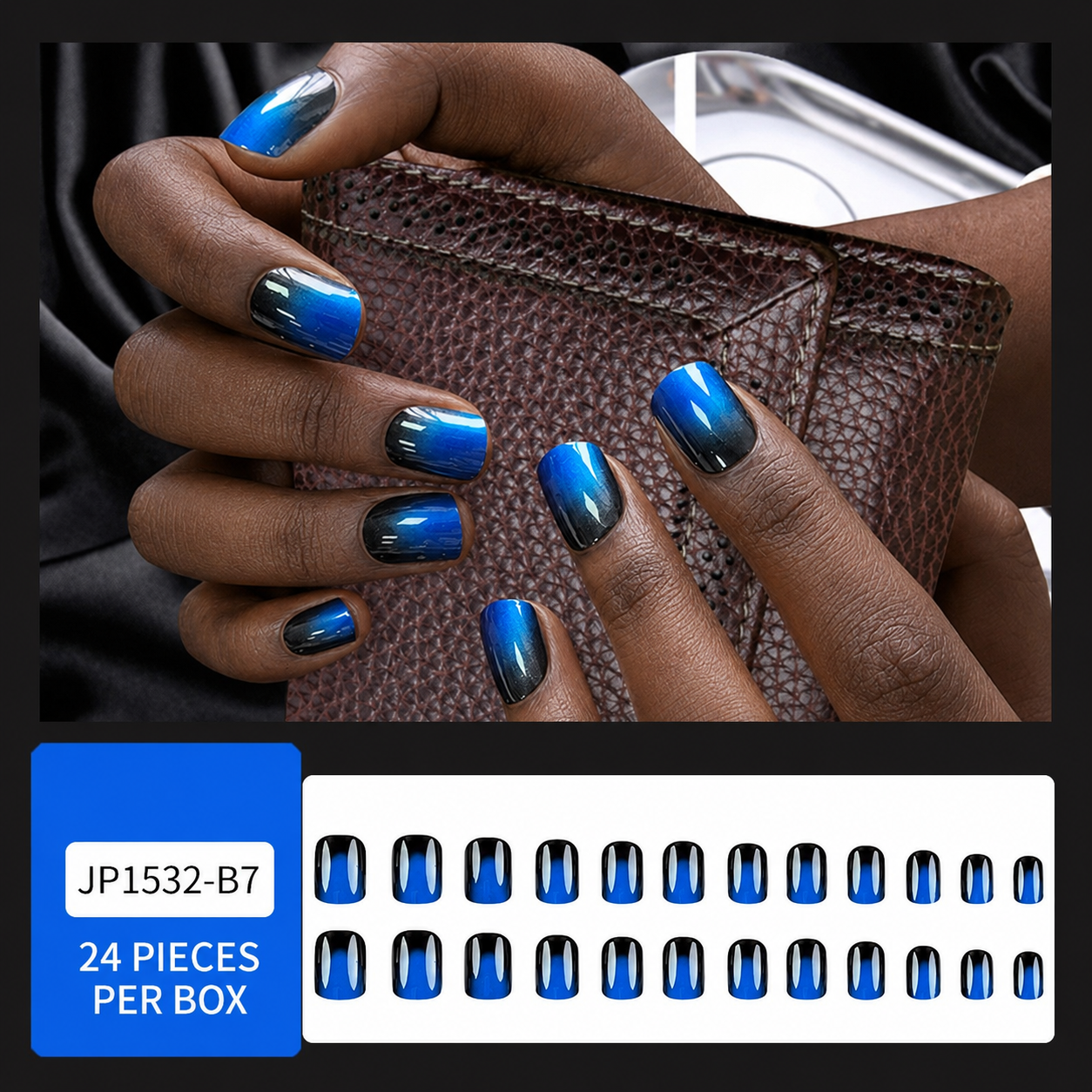 Trendy Cold Style Presson Nails 24pcs, Full Cover Acrylic Look Fake Nails, Chic Nail Stickons False Nail Tip Set for Women Party Manicure Nail Art Accessory view 4