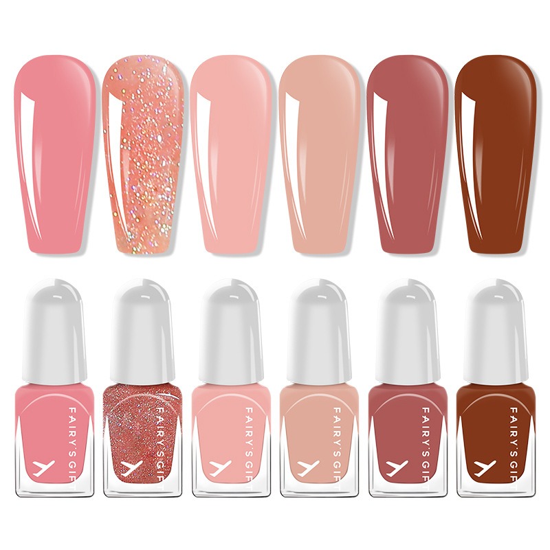 Portable 6pcs Peelable Water Nail Polish Set, Fast Dry Odour Free Nail Art Colour No Lamp Cure, Easy Remove Travel Manicure Kit Beauty Gift Nail Polish for Women view 8