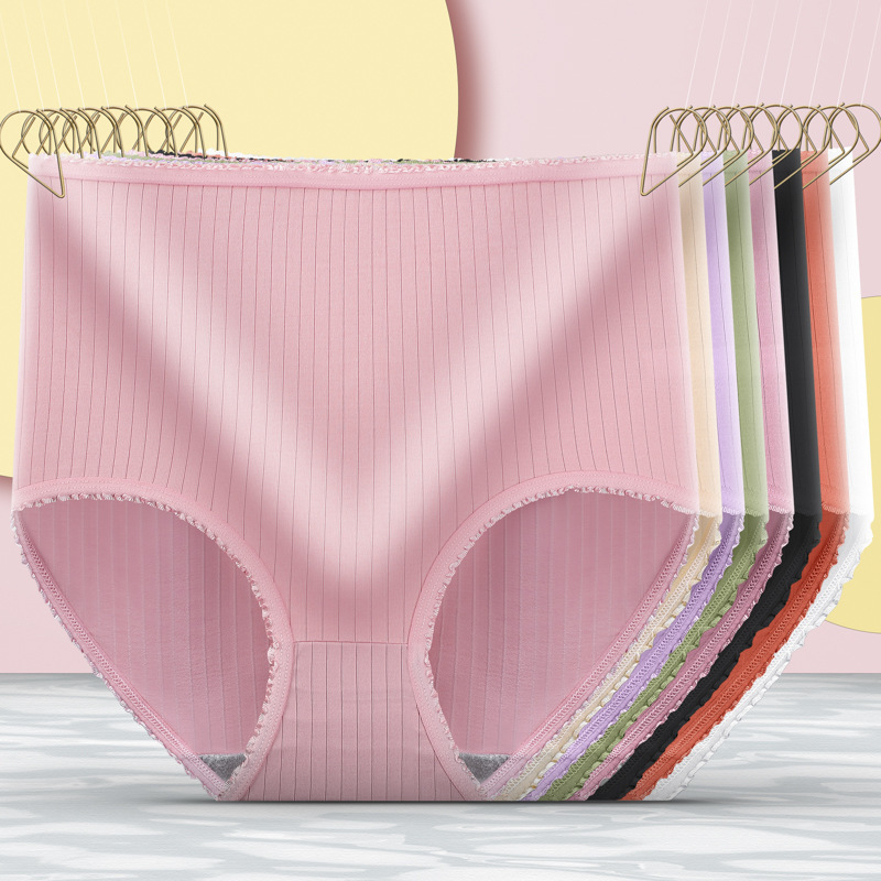 8PCS/3PCS High Waist Women Underwear Soft Milk Silk Panty Tummy Control Seamless Briefs Breathable Stretch Lingerie Underwear Lady Comfortable Plus Size Female Panties
