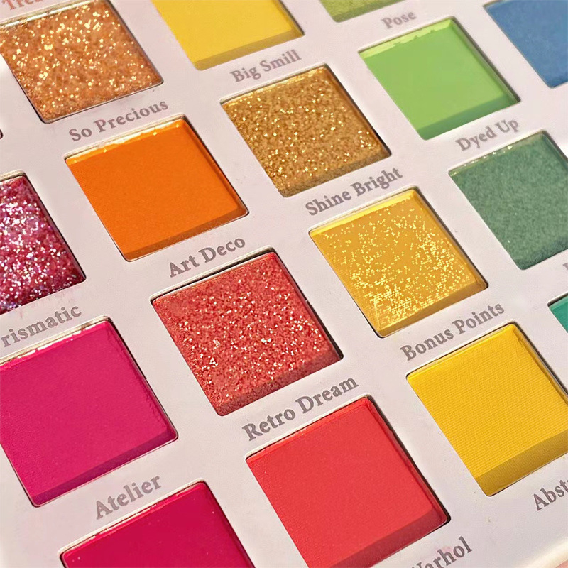 30 Colours Rainbow Glitter Eyeshadow Palette Makeup, Matte Shimmer Pearlescent Eye Shadow Kit, Long Lasting Waterproof Colourful Cosmetic Set for Women