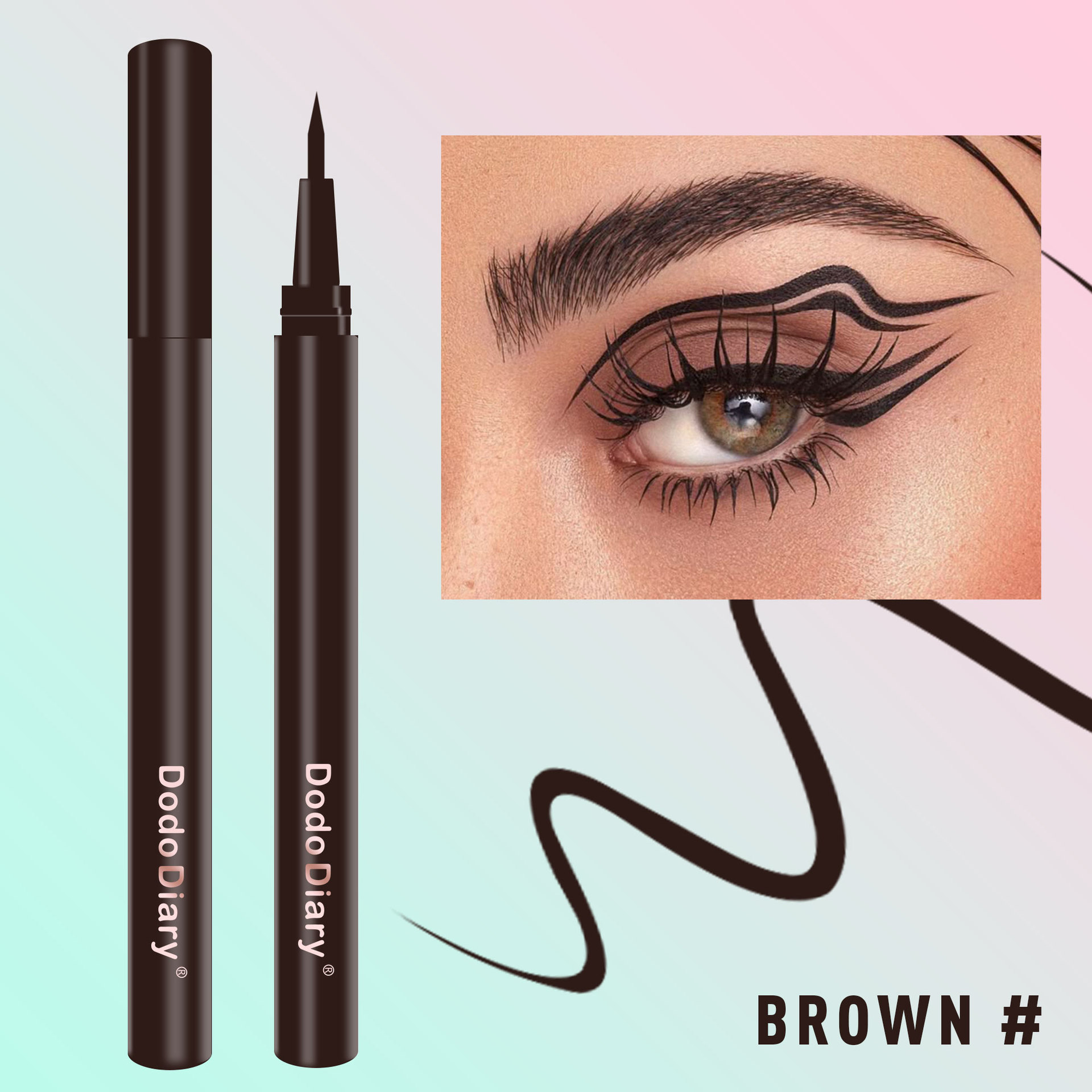 2pcs Waterproof Eyeliner Liquid Pen Set Black Brown, Ultra Fine Tip Eye Liner Pen Smudge Resistant Long Lasting Makeup for Natural Daily Eye Look view 9