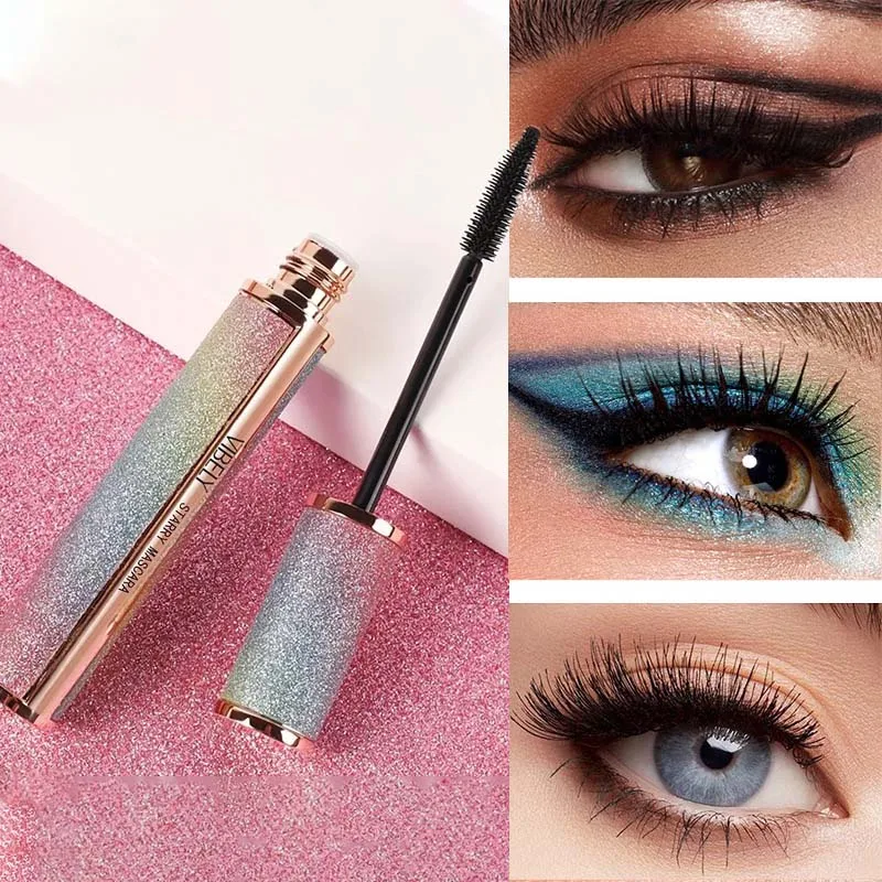 4D Starry Sky Mascara, Waterproof Lengthening Volumising Eyelash Makeup, Fast Dry Long Lasting Lash Extension Effect Mascara for Big Eye Beauty Look view 8