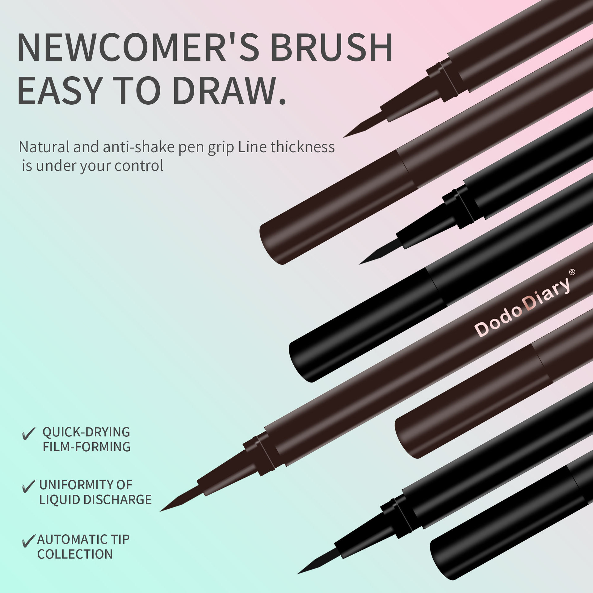 2pcs Waterproof Eyeliner Liquid Pen Set Black Brown, Ultra Fine Tip Eye Liner Pen Smudge Resistant Long Lasting Makeup for Natural Daily Eye Look view 3