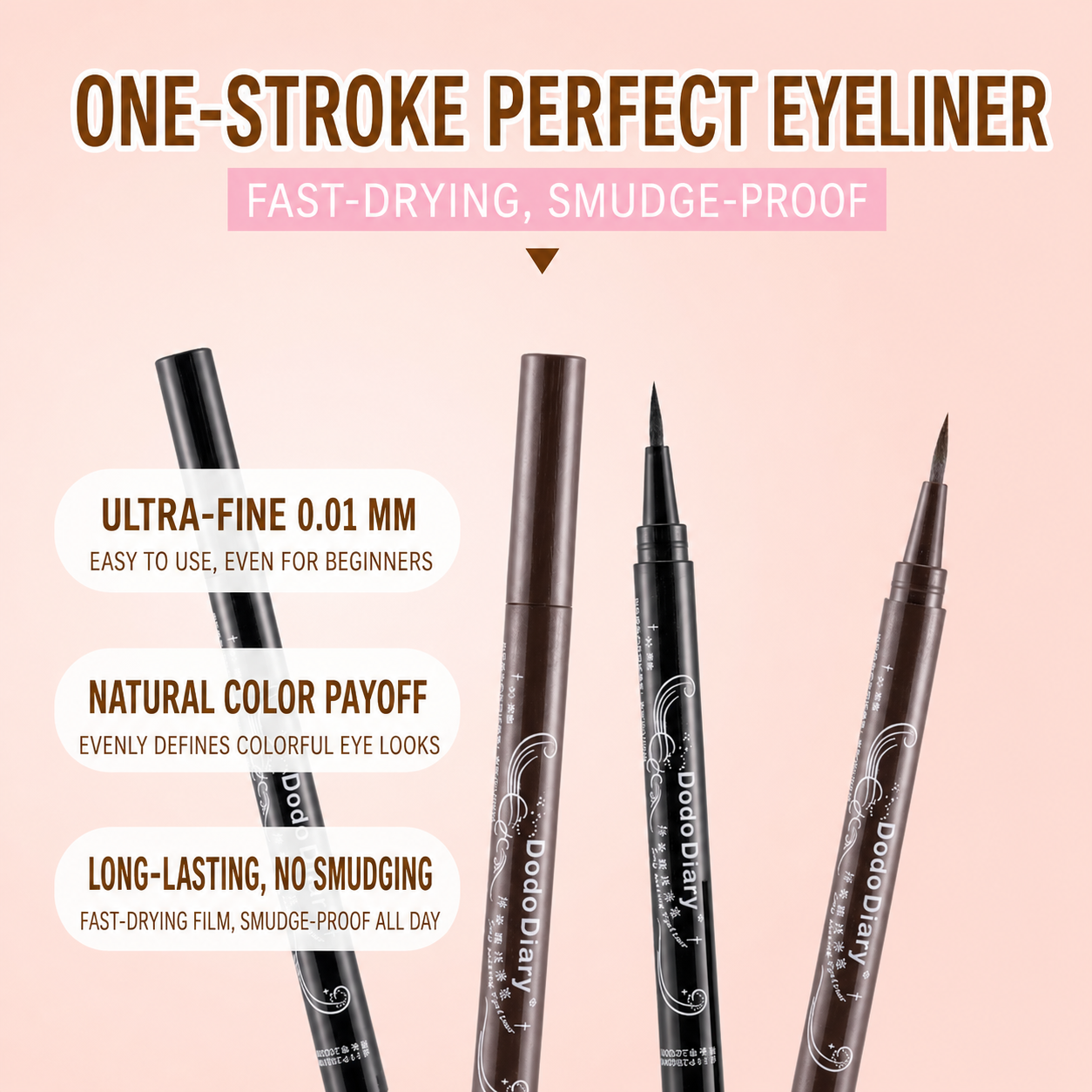 2pcs Waterproof Eyeliner Liquid Pen Set Black Brown, Ultra Fine Tip Eye Liner Pen Smudge Resistant Long Lasting Makeup for Natural Daily Eye Look view 2