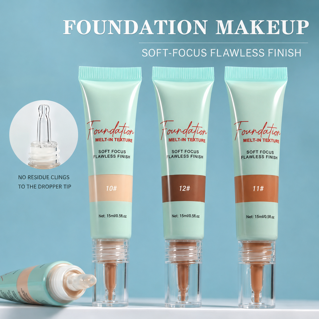 Lightweight Hydrating Liquid Foundation Makeup, Natural Skin Tint Concealer Cream for All Skin, Portable Tube Face Foundation Cover for Daily Long Wear Makeup view 2