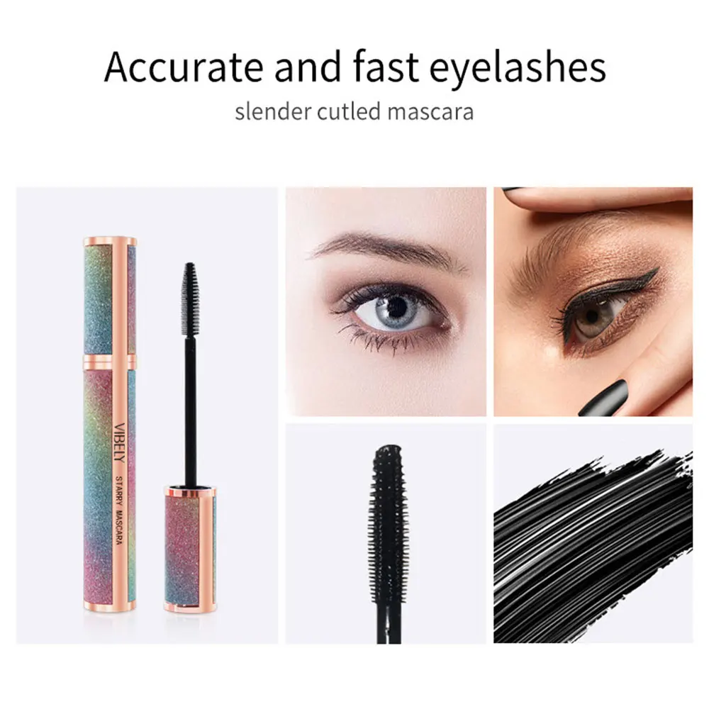 4D Starry Sky Mascara, Waterproof Lengthening Volumising Eyelash Makeup, Fast Dry Long Lasting Lash Extension Effect Mascara for Big Eye Beauty Look view 4