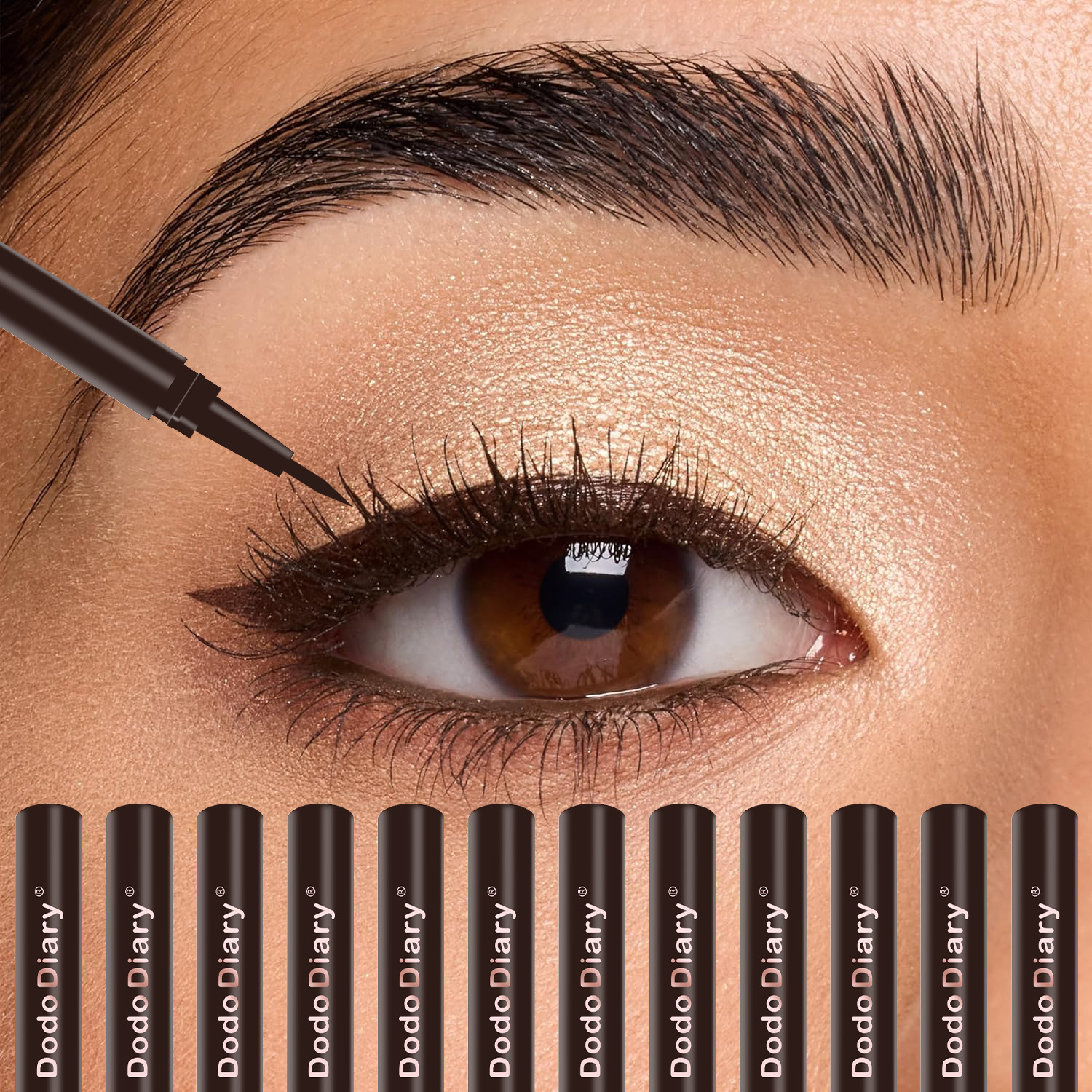 2pcs Waterproof Eyeliner Liquid Pen Set Black Brown, Ultra Fine Tip Eye Liner Pen Smudge Resistant Long Lasting Makeup for Natural Daily Eye Look view 6