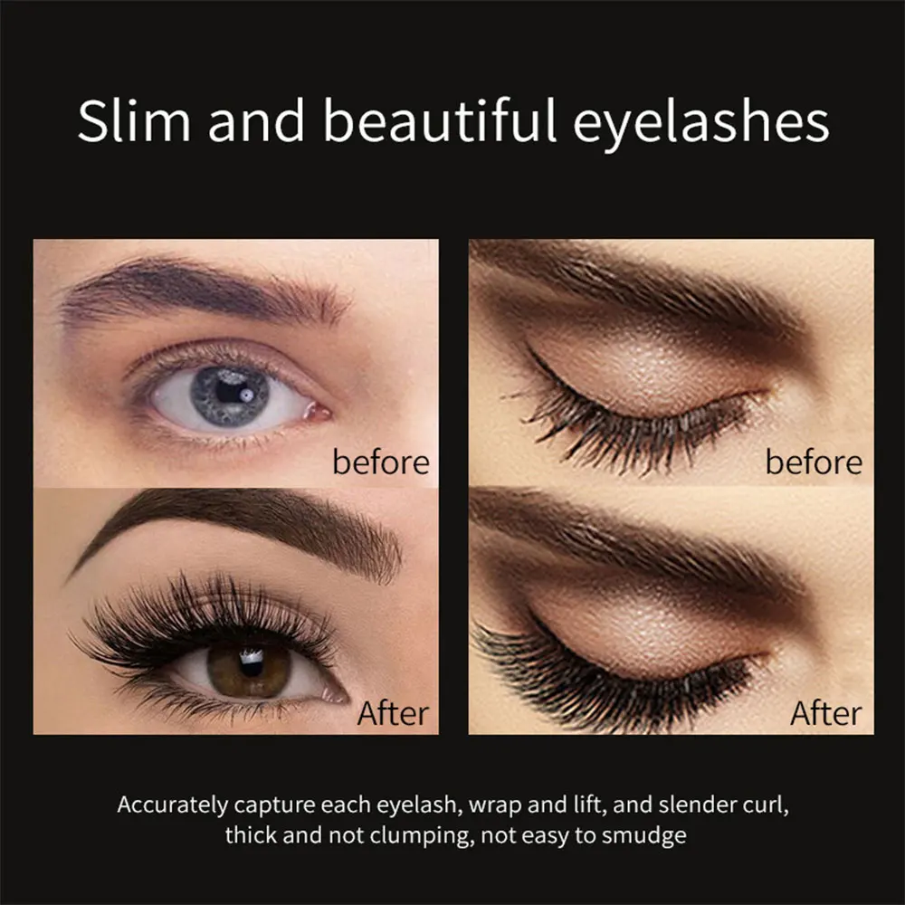 4D Starry Sky Mascara, Waterproof Lengthening Volumising Eyelash Makeup, Fast Dry Long Lasting Lash Extension Effect Mascara for Big Eye Beauty Look view 2