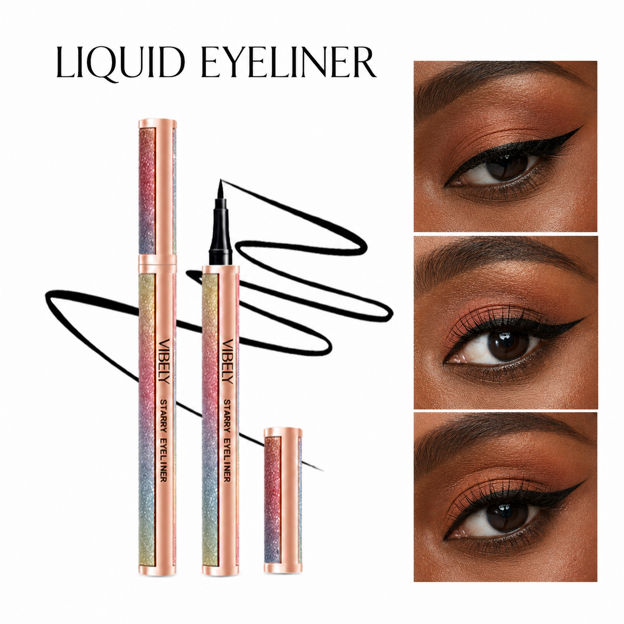 Starry Glitter Eyeliner Liquid Pen, Waterproof Sweatproof Shimmer Eye Liner Makeup, Long Lasting Smudge Resistant Sparkle Eyeliner for Party Festival Looks