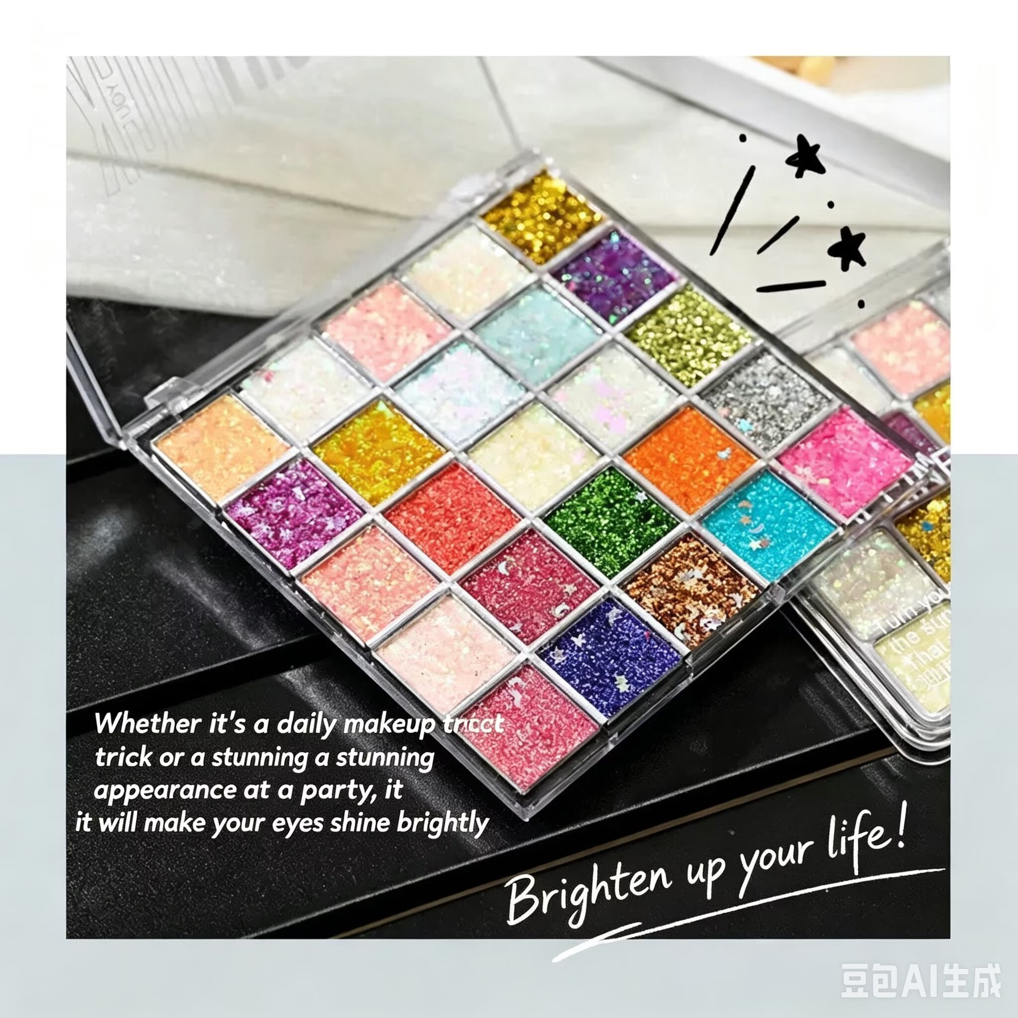 The same style makeup item as the TikTok influencer - 25-color Capell mermaid sequin eyeshadow, dazzlingly shiny, crystal clear, earthy tone, matte and metallic finish, non-tarnishing eyeshadow. view 9