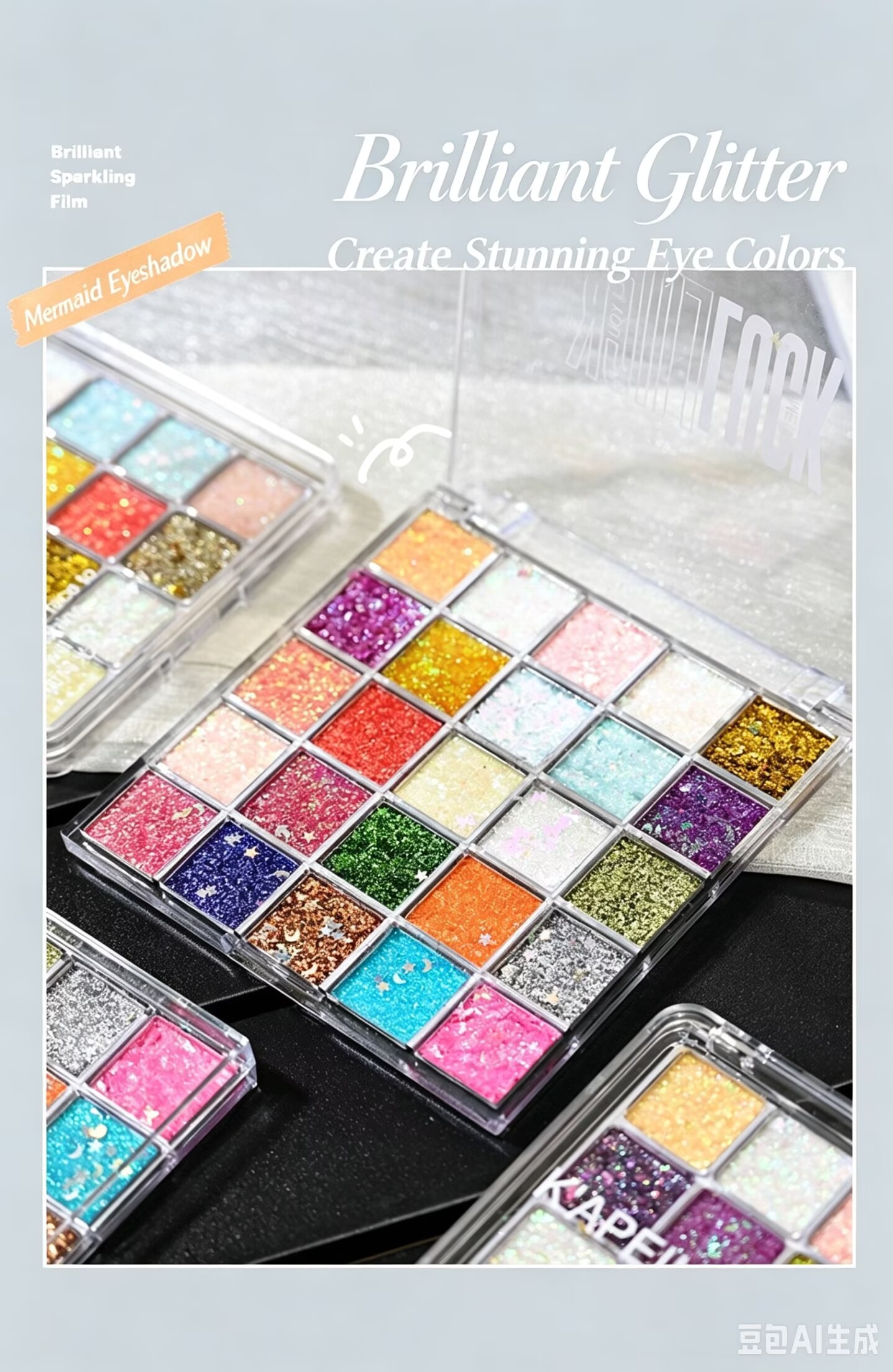 The same style makeup item as the TikTok influencer - 25-color Capell mermaid sequin eyeshadow, dazzlingly shiny, crystal clear, earthy tone, matte and metallic finish, non-tarnishing eyeshadow. view 2