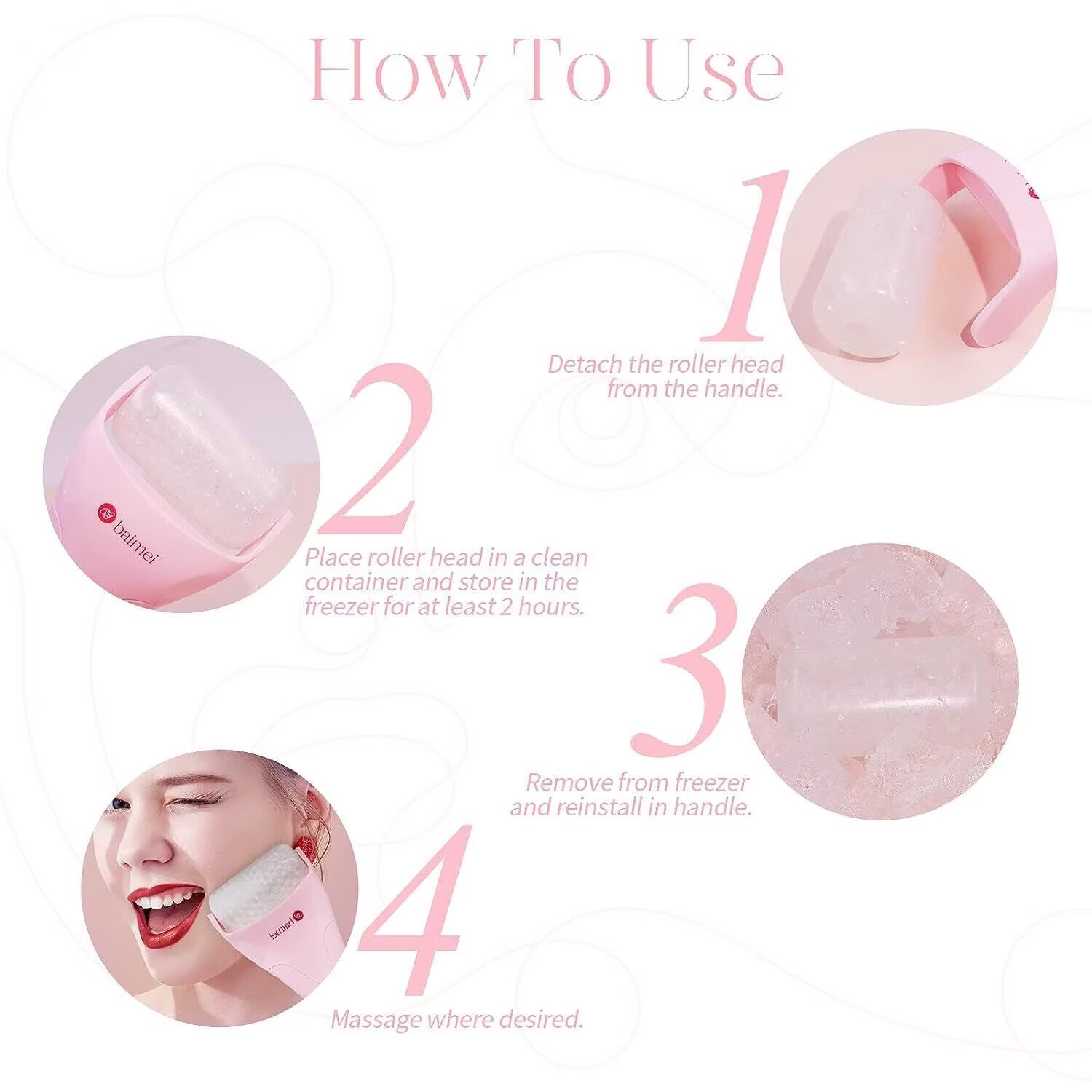 The same product as the TikTok influencer uses - the ice roller massage device with facial ice head roller for facial ice therapy.
