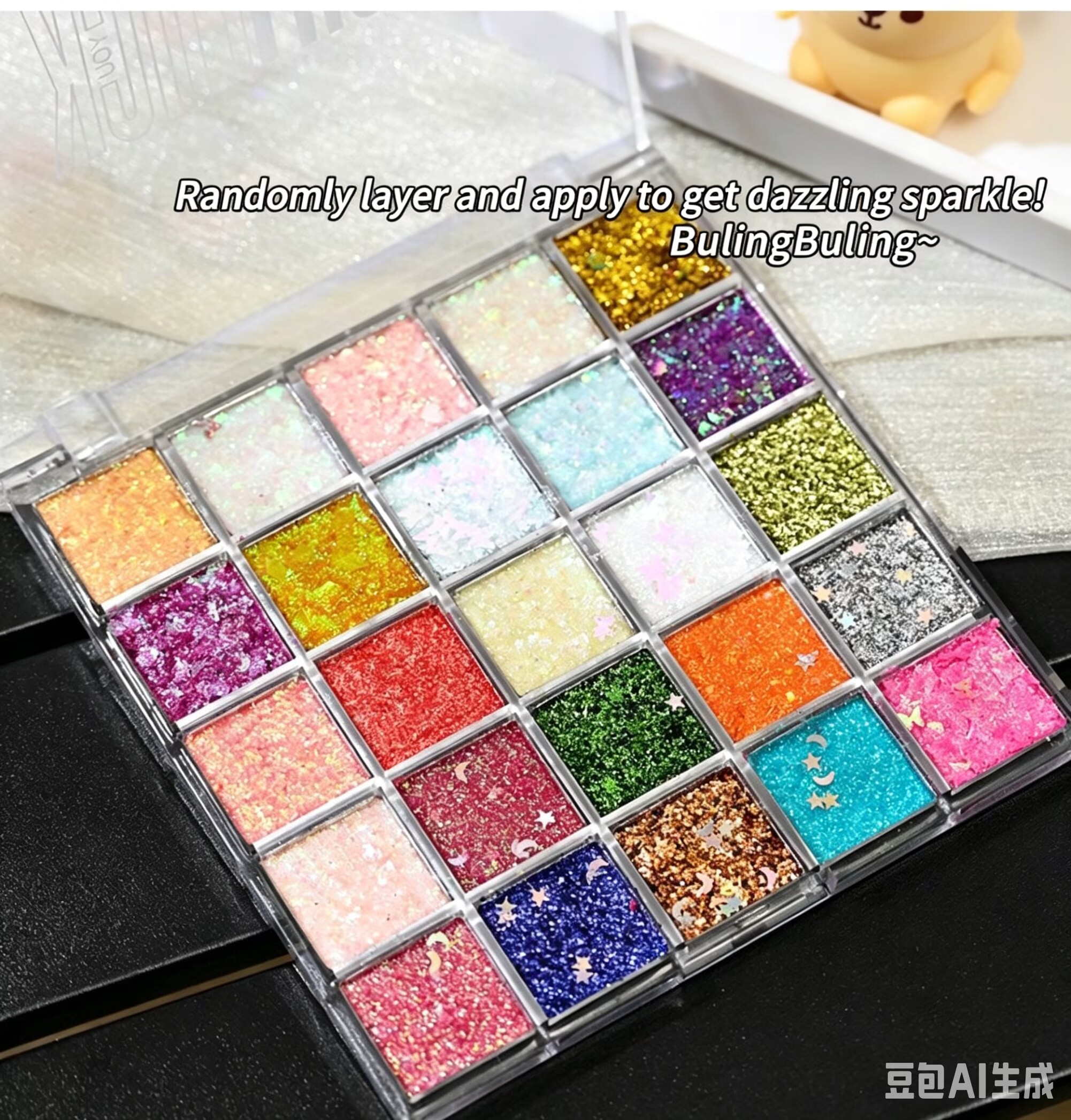 The same style makeup item as the TikTok influencer - 25-color Capell mermaid sequin eyeshadow, dazzlingly shiny, crystal clear, earthy tone, matte and metallic finish, non-tarnishing eyeshadow. view 8