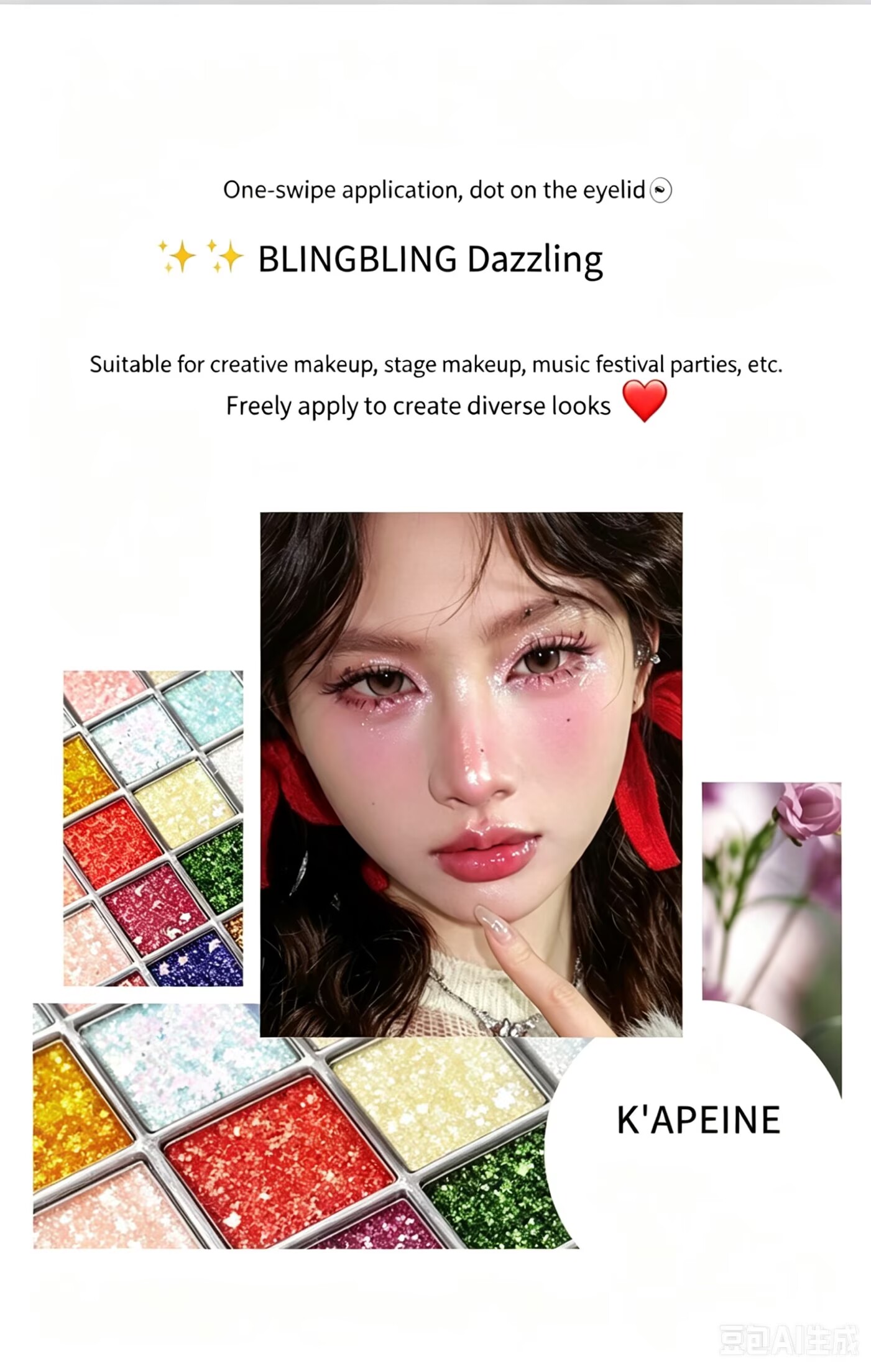 The same style makeup item as the TikTok influencer - 25-color Capell mermaid sequin eyeshadow, dazzlingly shiny, crystal clear, earthy tone, matte and metallic finish, non-tarnishing eyeshadow. view 4