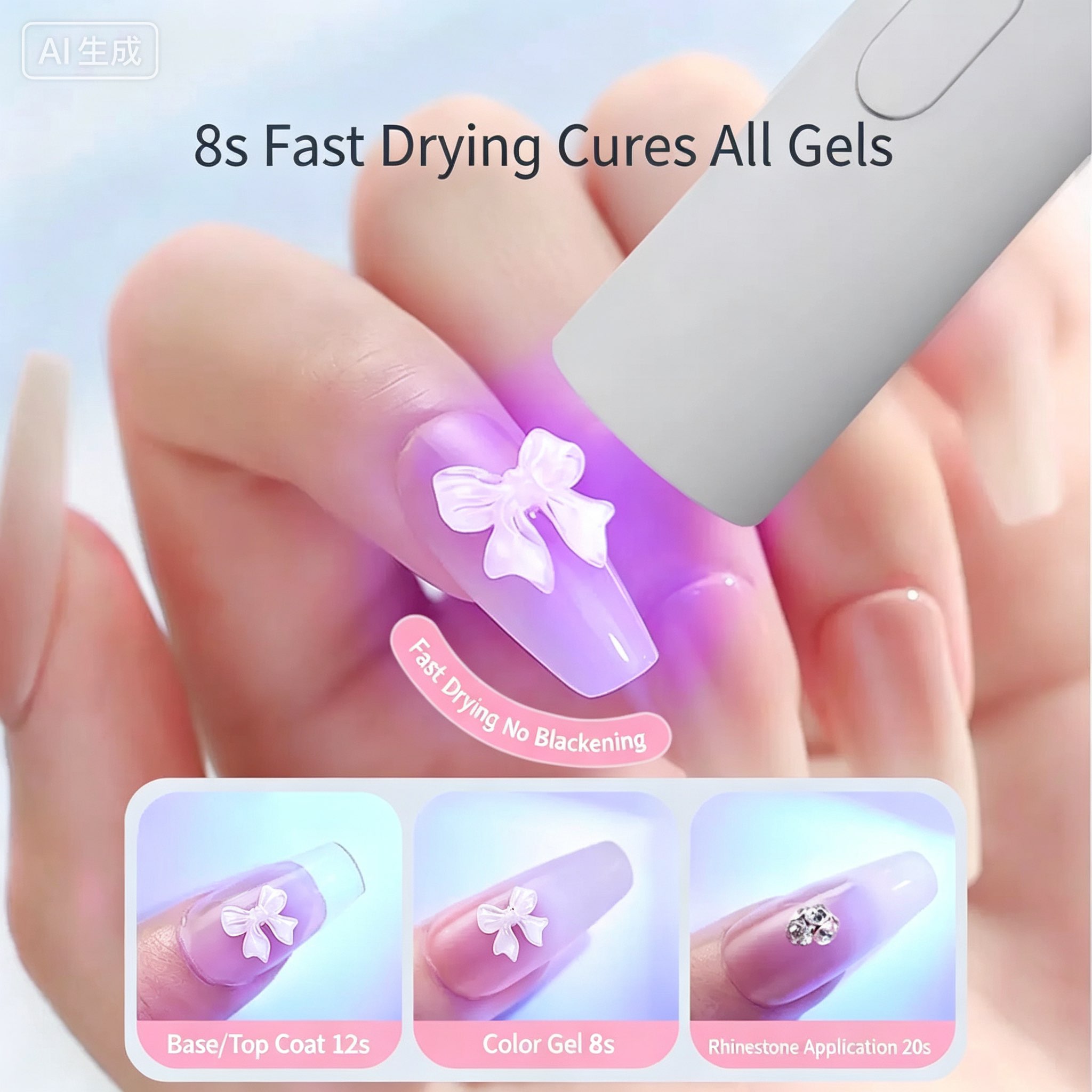 8-second quick-drying one-step beauty nail lamp heating lamp nail polish adhesive small mini handheld light therapy lamp nail sheet view 4