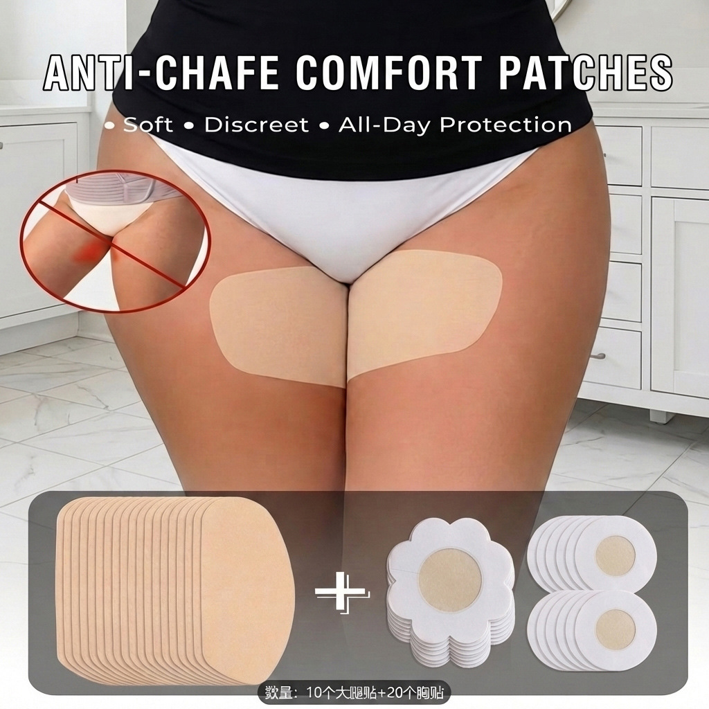 Anti Chafe Patches Set, Invisible Inner Thigh Anti-Friction Stickers + Nipple Covers, Disposable Skin Protection Pads for Daily Wear