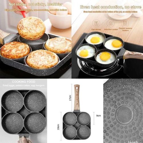 Heavy Quality Heavy Granite Non-Stick 4-Slot Pancake & Egg Pan - Dark Grey, 38x17.6cm