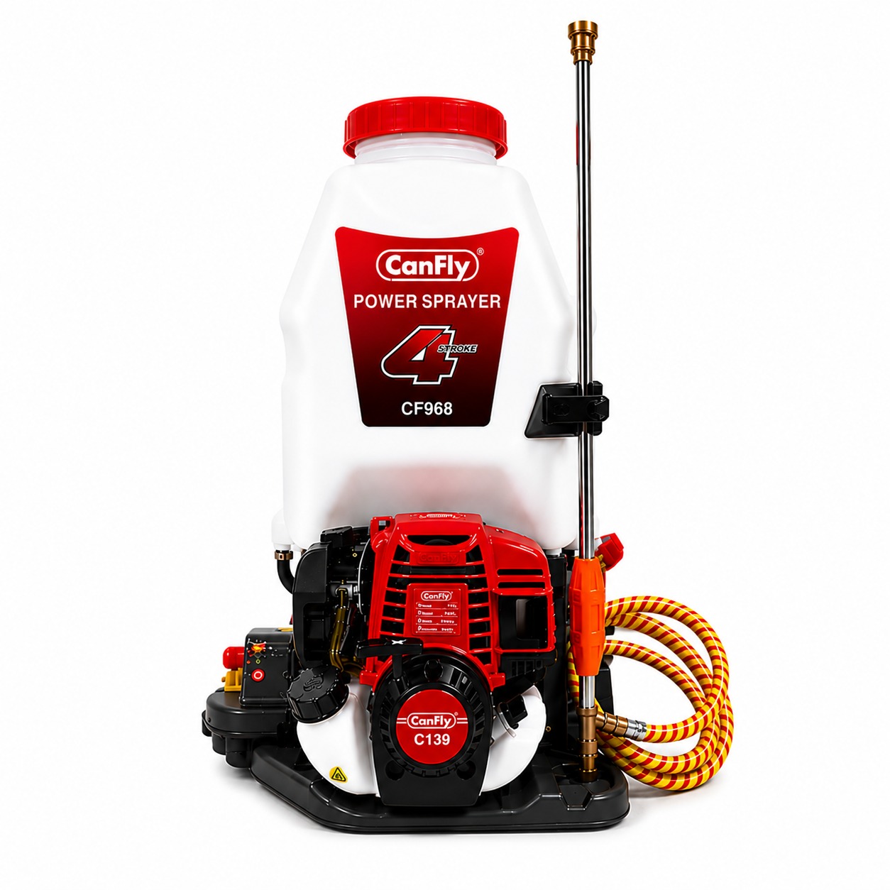 anfly CF968 Power Sprayer 4-Stroke Petrol Knapsack Sprayer with C139 Engine, Brass Lance and Hose for Farm, Garden and Pest Control