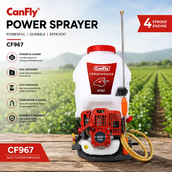 anfly CF968 Power Sprayer 4-Stroke Petrol Knapsack Sprayer with C139 Engine, Brass Lance and Hose for Farm, Garden and Pest Control