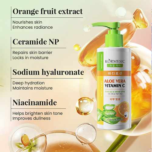 Aloe Vera + Orange Vitamin C Whitening & Moisturizing Body Lotion, especially for the dry skin and summer time