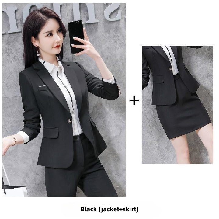Hot Selling High-end Women's Professional Blazer Skirt Suit in Africa New Arrival for Spring Autumn & Winter, Fashion Elegant Formal Business Outfit for Office Ladies