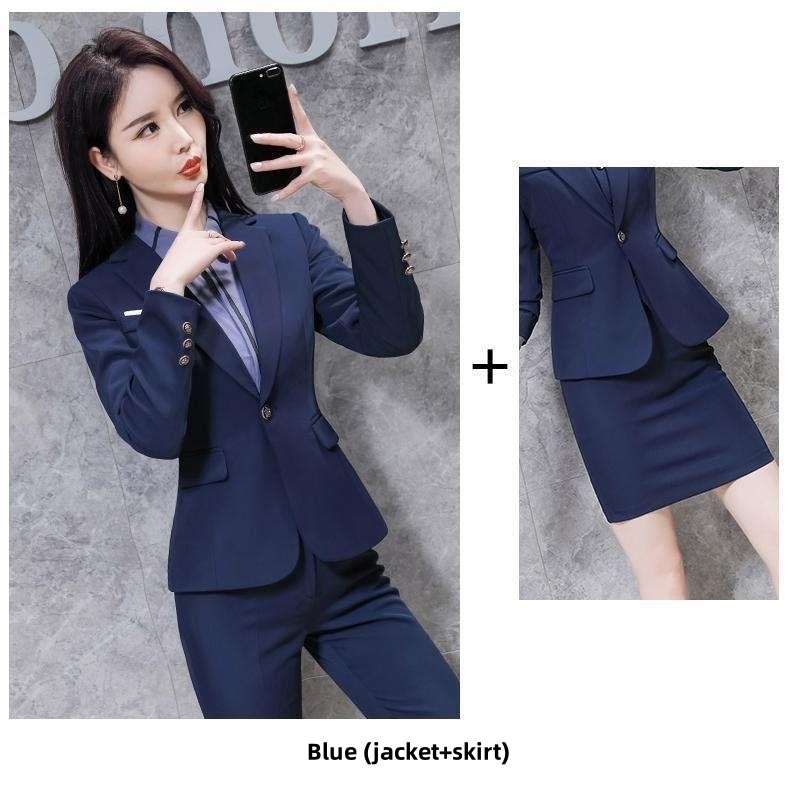 Hot Selling High-end Women's Professional Blazer Skirt Suit in Africa New Arrival for Spring Autumn & Winter, Fashion Elegant Formal Business Outfit for Office Ladies