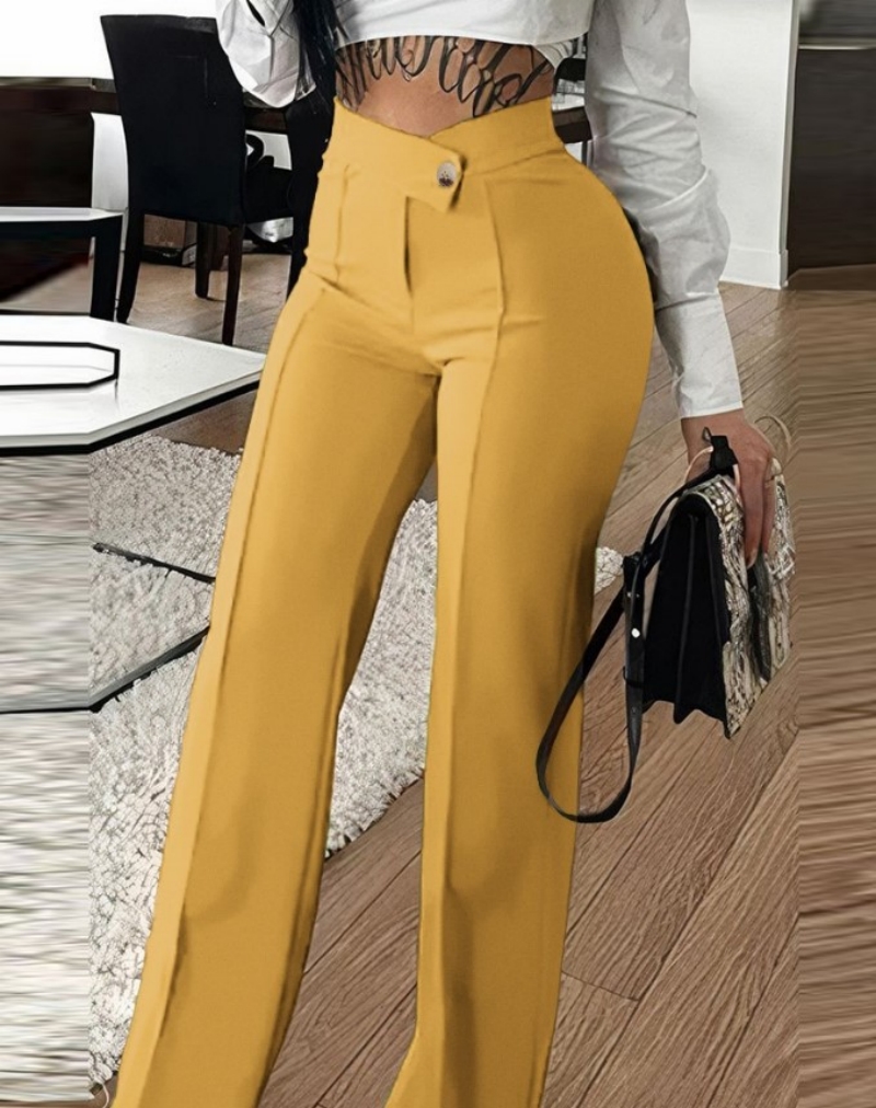 Hot Selling Africa Women's High Waist Casual Pants Stylish Elegant Commuter Trousers Slightly Flared & Versatile Wide Leg Fashion Pants Business Formal Dress Pants for Office Ladies Goddess Style Dail
