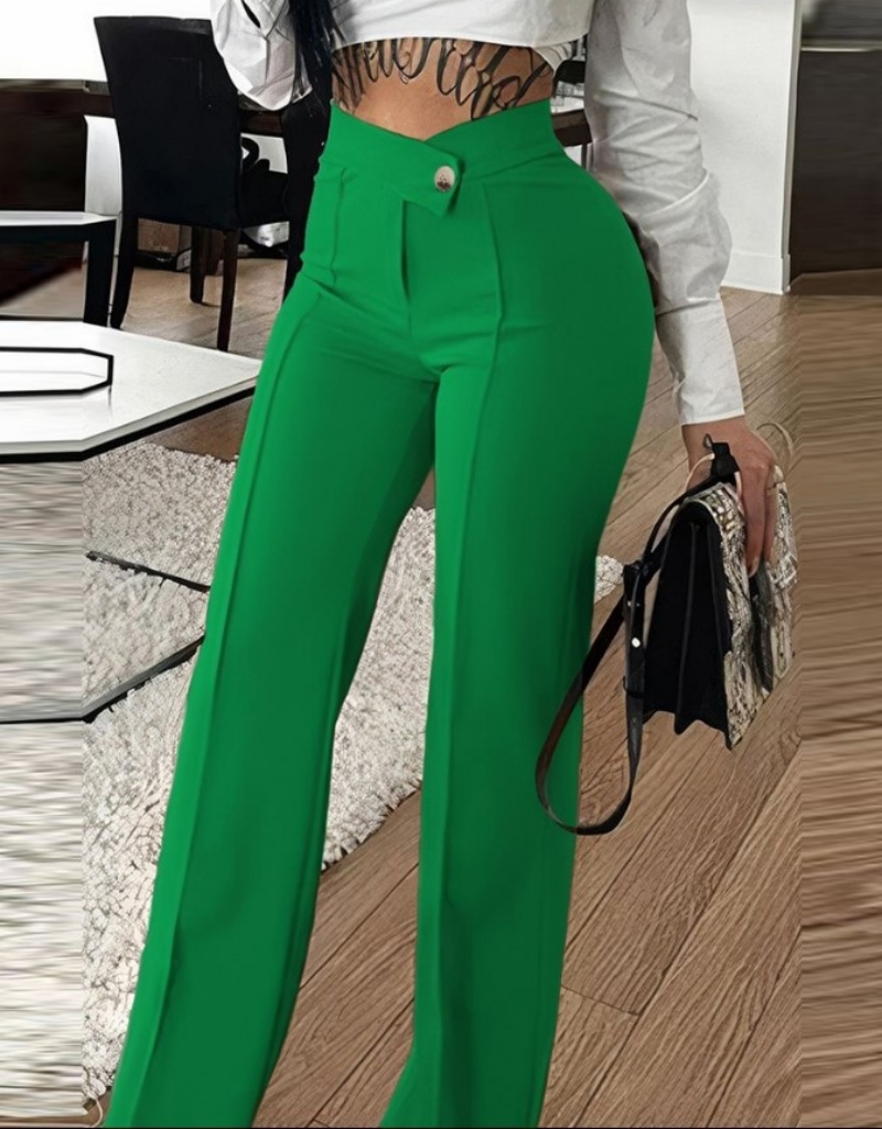 Hot Selling Africa Women's High Waist Casual Pants Stylish Elegant Commuter Trousers Slightly Flared & Versatile Wide Leg Fashion Pants Business Formal Dress Pants for Office Ladies Goddess Style Dail