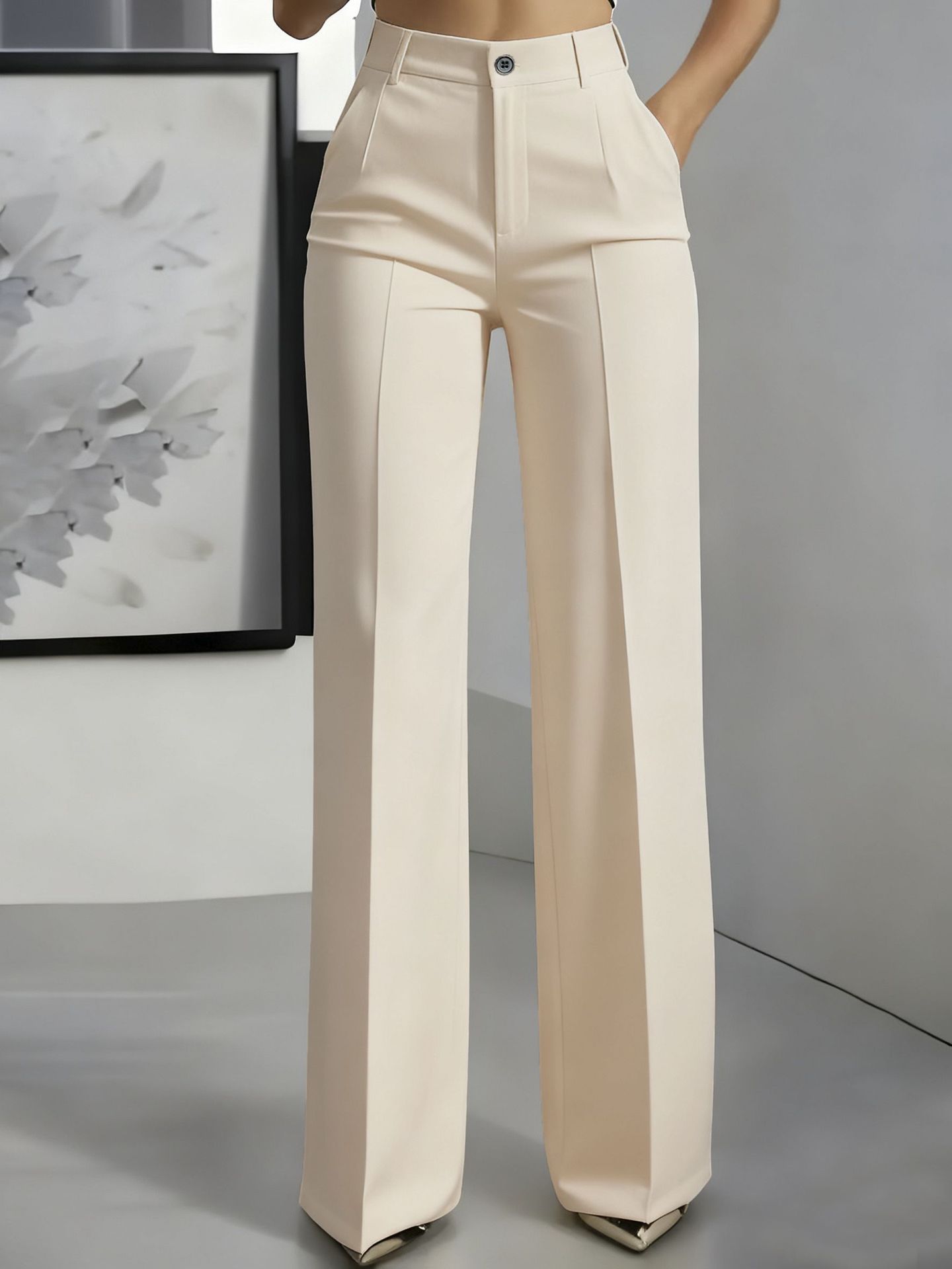 High Quality Hot Selling in Africa New Arrival Women's Minimalist Straight Leg Dress Trousers High Waist Draping Formal Suit Pants Elegant Office Lady Business Work Trousers