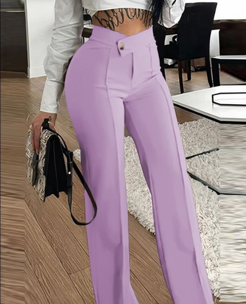 Hot Selling Africa Women's High Waist Casual Pants Stylish Elegant Commuter Trousers Slightly Flared & Versatile Wide Leg Fashion Pants Business Formal Dress Pants for Office Ladies Goddess Style Dail