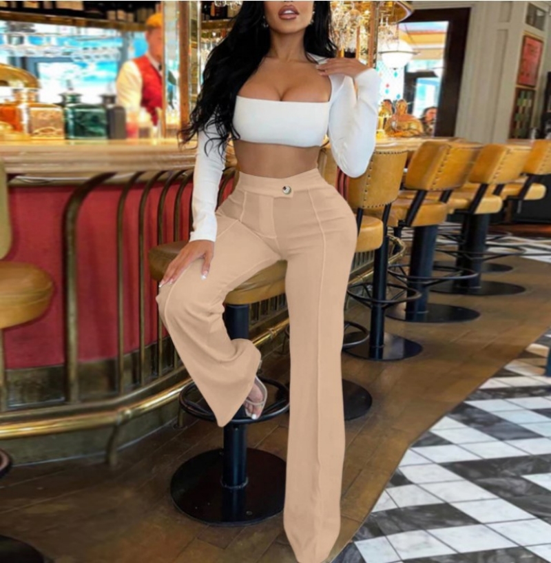 Hot Selling Africa Women's High Waist Casual Pants Stylish Elegant Commuter Trousers Slightly Flared & Versatile Wide Leg Fashion Pants Business Formal Dress Pants for Office Ladies Goddess Style Dail