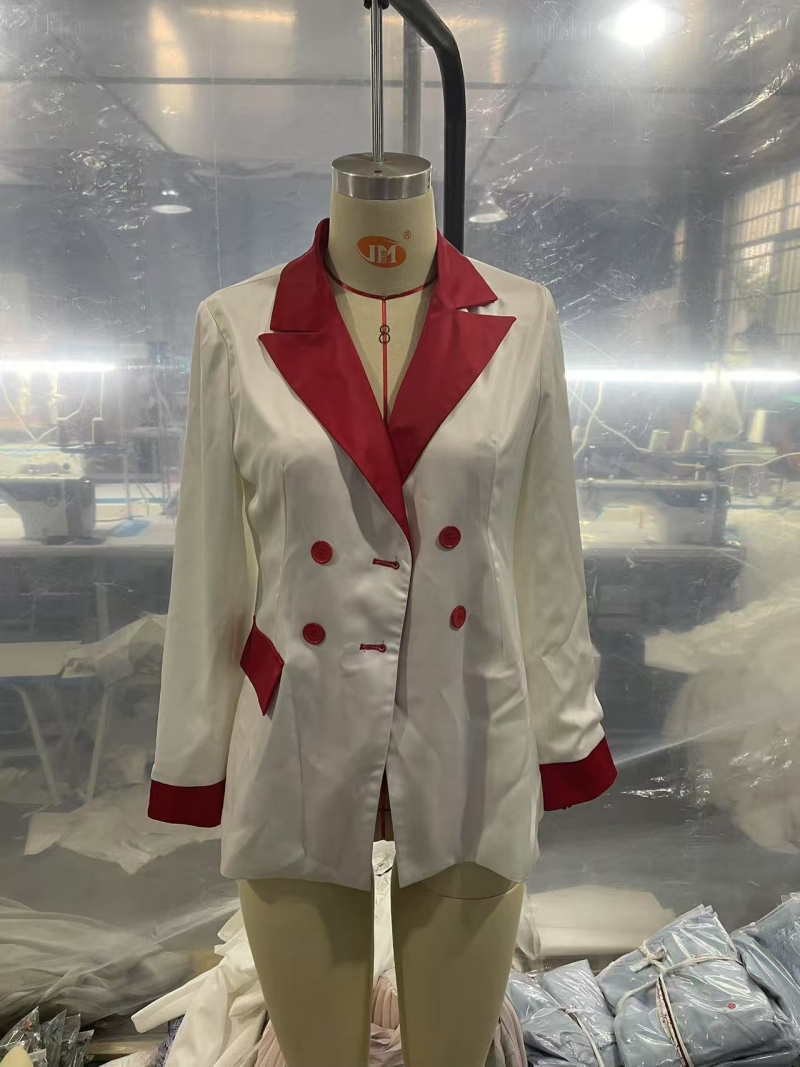 African Pro Vibrant Office Cropped Blazer New Style Long Sleeve Button Up Notched Collar Jacket with Spliced Craft & Pockets Formal Professional Work Suit for Office Ladies