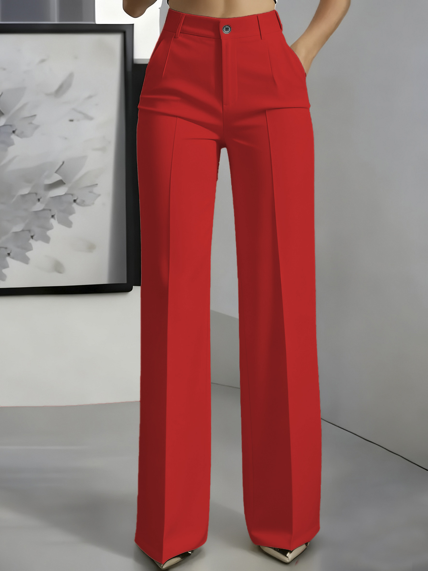 High Quality Hot Selling in Africa New Arrival Women's Minimalist Straight Leg Dress Trousers High Waist Draping Formal Suit Pants Elegant Office Lady Business Work Trousers