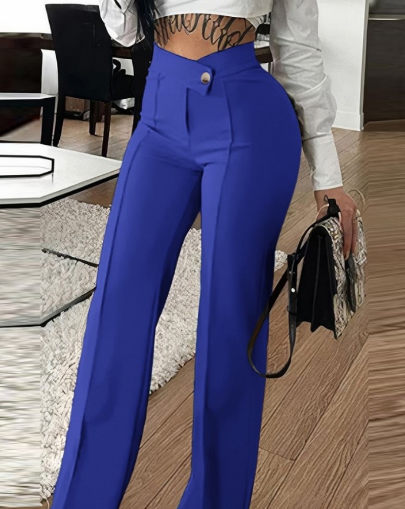 Hot Selling Africa Women's High Waist Casual Pants Stylish Elegant Commuter Trousers Slightly Flared & Versatile Wide Leg Fashion Pants Business Formal Dress Pants for Office Ladies Goddess Style Dail