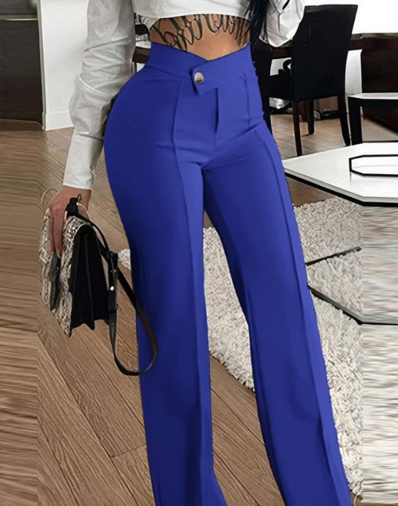 Hot Selling Africa Women's High Waist Casual Pants Stylish Elegant Commuter Trousers Slightly Flared & Versatile Wide Leg Fashion Pants Business Formal Dress Pants for Office Ladies Goddess Style Dail