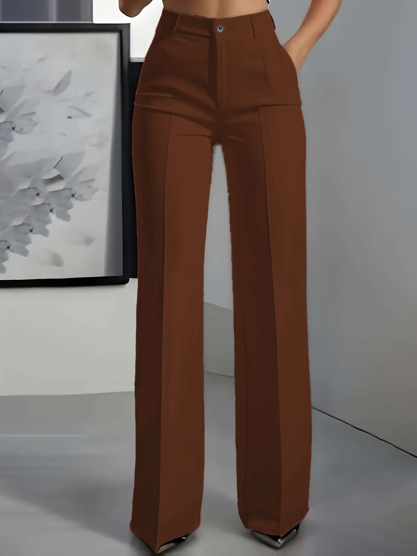 High Quality Hot Selling in Africa New Arrival Women's Minimalist Straight Leg Dress Trousers High Waist Draping Formal Suit Pants Elegant Office Lady Business Work Trousers