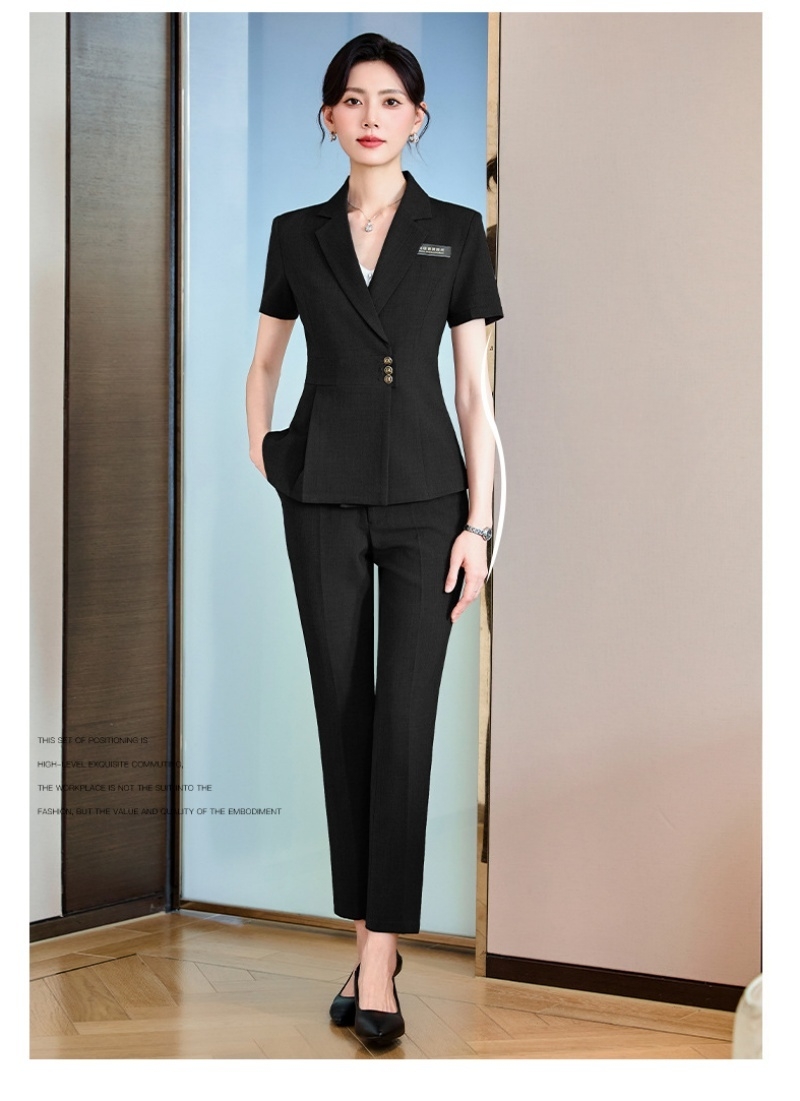 Hot Selling in Africa Women's Summer Lightweight Short Sleeve Blazer & Skirt Set Elegant Formal Business Outfit Professional Office Workwear Suit for Office Ladies