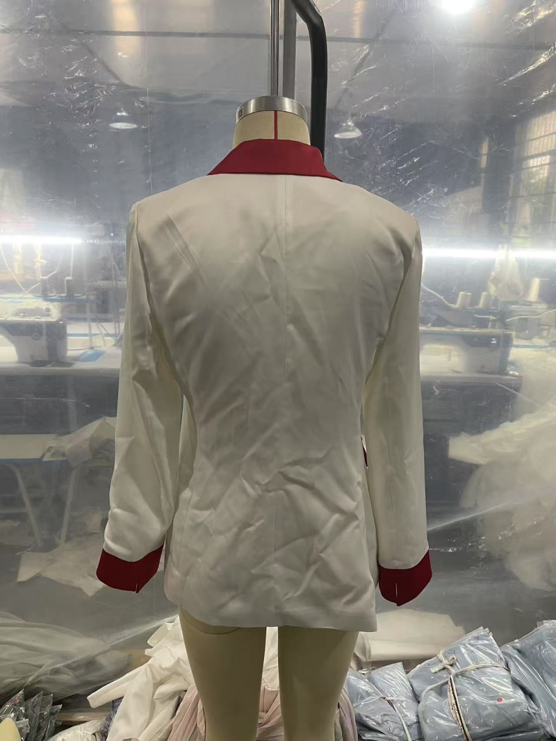 African Pro Vibrant Office Cropped Blazer New Style Long Sleeve Button Up Notched Collar Jacket with Spliced Craft & Pockets Formal Professional Work Suit for Office Ladies