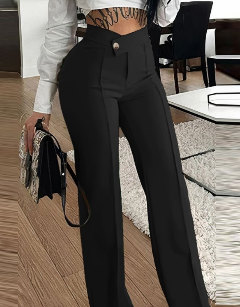 Hot Selling Africa Women's High Waist Casual Pants Stylish Elegant Commuter Trousers Slightly Flared & Versatile Wide Leg Fashion Pants Business Formal Dress Pants for Office Ladies Goddess Style Dail