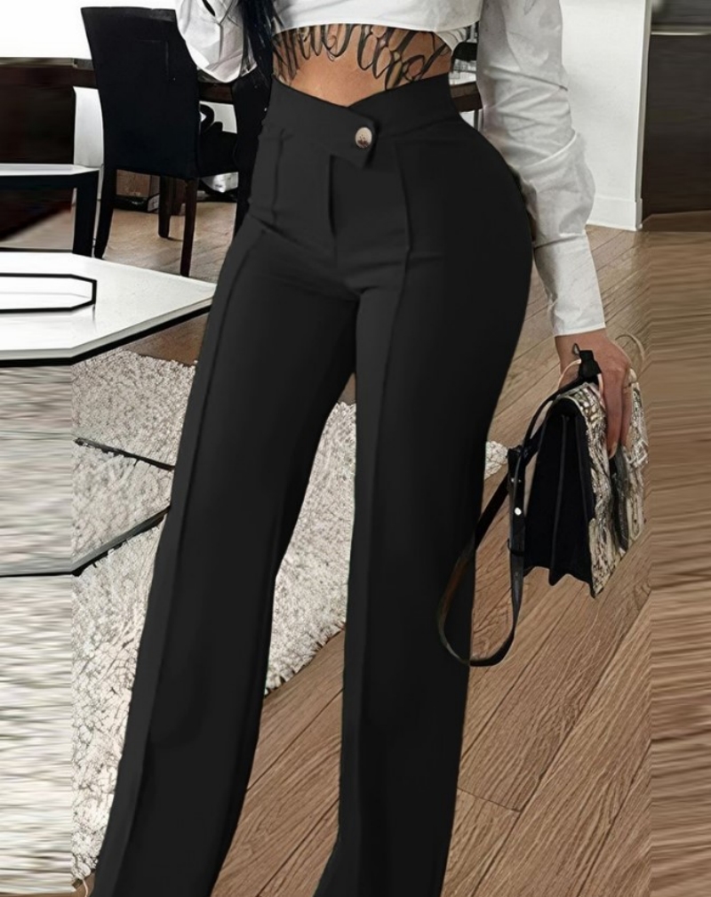 Hot Selling Africa Women's High Waist Casual Pants Stylish Elegant Commuter Trousers Slightly Flared & Versatile Wide Leg Fashion Pants Business Formal Dress Pants for Office Ladies Goddess Style Dail