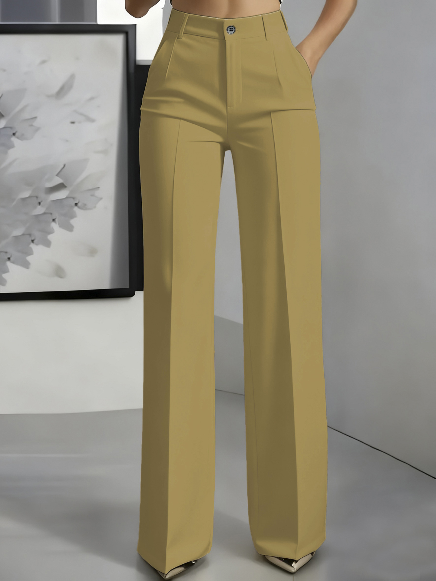 High Quality Hot Selling in Africa New Arrival Women's Minimalist Straight Leg Dress Trousers High Waist Draping Formal Suit Pants Elegant Office Lady Business Work Trousers