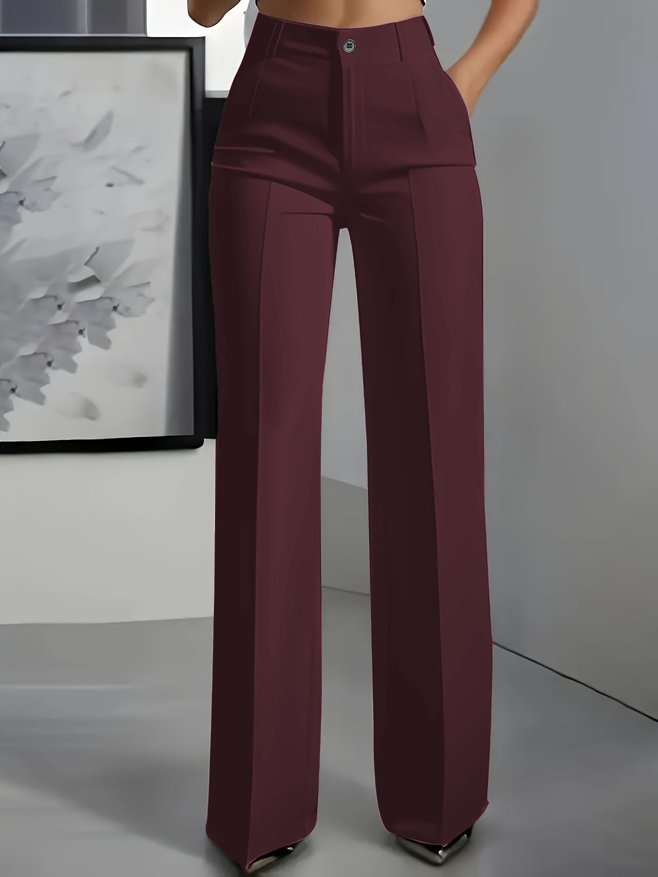 High Quality Hot Selling in Africa New Arrival Women's Minimalist Straight Leg Dress Trousers High Waist Draping Formal Suit Pants Elegant Office Lady Business Work Trousers