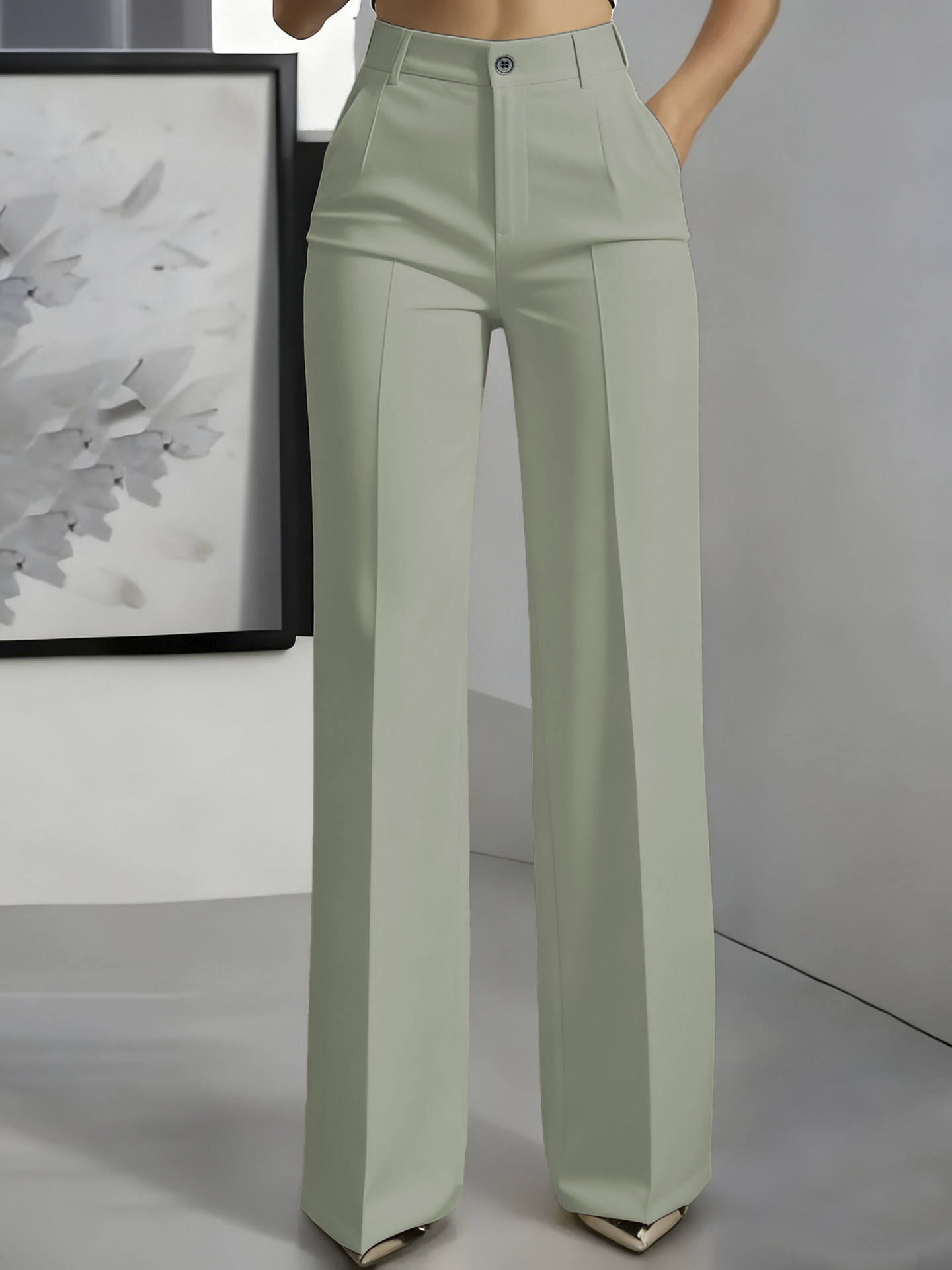 High Quality Hot Selling in Africa New Arrival Women's Minimalist Straight Leg Dress Trousers High Waist Draping Formal Suit Pants Elegant Office Lady Business Work Trousers