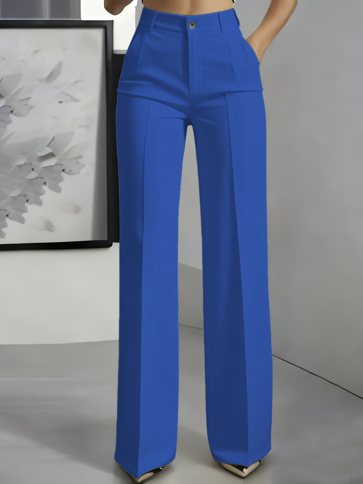 High Quality Hot Selling in Africa New Arrival Women's Minimalist Straight Leg Dress Trousers High Waist Draping Formal Suit Pants Elegant Office Lady Business Work Trousers